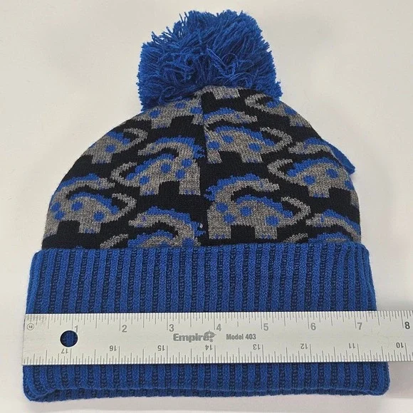 Igloos Youth Boy Toddler Dinosaur Knit Beanie Hat and Mittens Set Blue Size 2-4T - Picture 5 of 11
